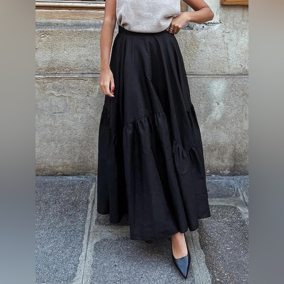 Commense Asymmetrical Pleated Maxi Skirt - Picture 2 of 13